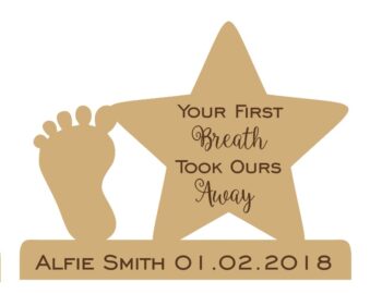 your first breath took ours away star and foot