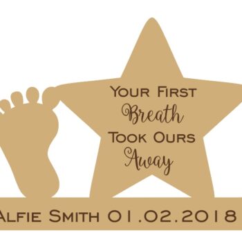 your first breath took ours away star and foot