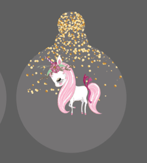 glittery unicorn bauble on frosted