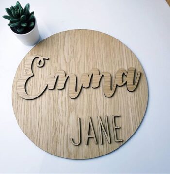 4mm OAK Veneer Circle Double Name