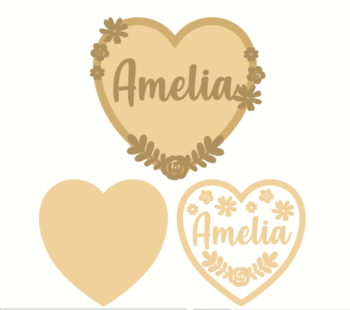 layered name heart