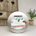 pink camper van treats – silver tin