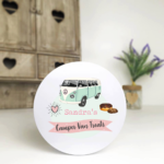 pink camper van treats – white tin