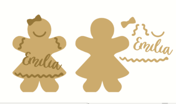 18mm Freestanding Gingerbread Girl with stick on name and detail