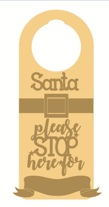 santa stop here for door hanger with belt and buckle