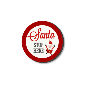 3mm Printed Token - Santa Stop Here - Red and White