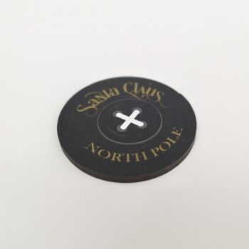 3mm Printed Santa Button - Black and Gold