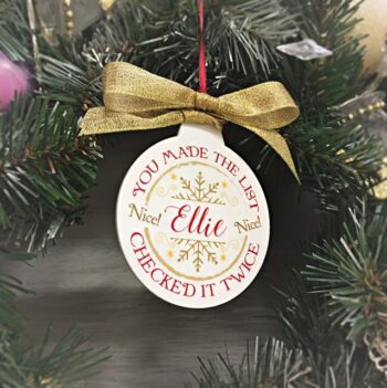 Printed Nice List Bauble (No Name)