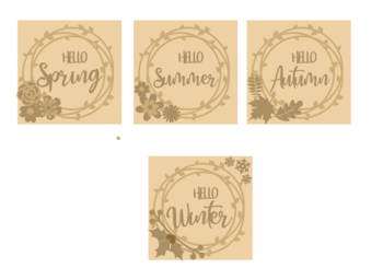 3mm mdf Set of 4 Layered Season Plaques - Spring - Summer - Autumn - Winter