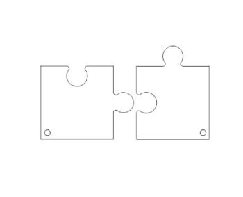 3mm Acrylic 2 Piece Jigsaw Keyring set (pack of 5 sets)