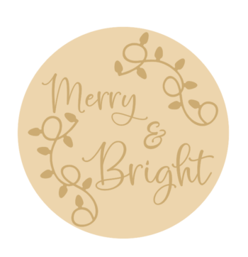 3MM MDF Layered Circle - Merry and Bright with vine leaves