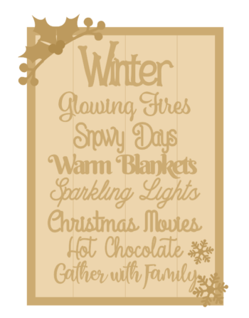 3MM MDF A3 Layered Rectangle - Winter Quote Sign