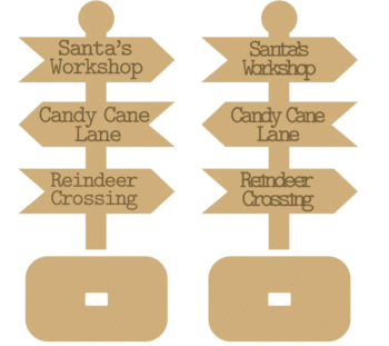 18MM MDF Christmas Signpost with Stand - Engraved or Stick on Wording