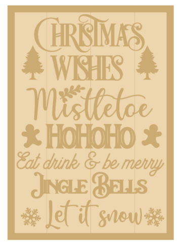 3MM MDF A3 Layered Rectangle - Christmas Wishes