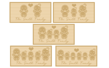 3mm mdf Personalised Rectangular Layered Family Gingerbread Plaque