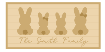 3mm mdf Personalised Rectangular Layered Family Bunny Plaque