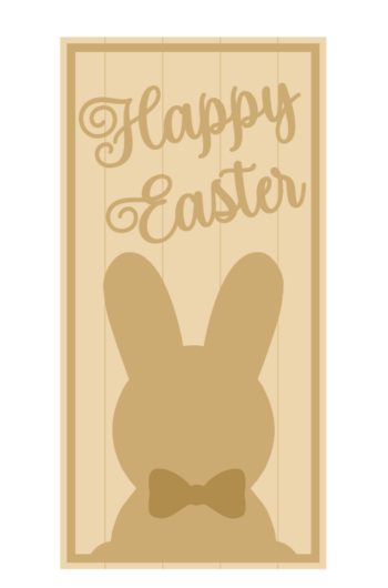 3MM MDF Layered Tall Leaner sign - Happy Easter with large bunny shape