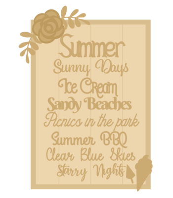 3MM MDF A3 Layered Rectangle - Summer Quote Sign