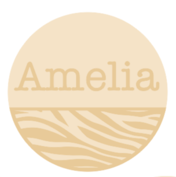 3mm mdf half layered circle with name/word - Zebra Pattern