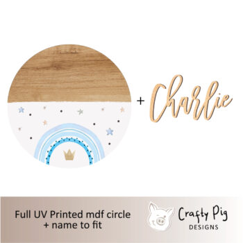 Printed Rainbow Circle with Name - BLUE DESIGN