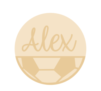 3mm mdf half layered circle with name/word - Football Pattern