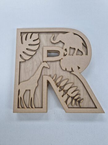 18mm Oak Veneer + 3mm mdf Double Layered Bold or Bubble Font Letter and name - Various Themes