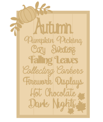 3MM MDF A3 Layered Rectangle - Autumn Quote Sign