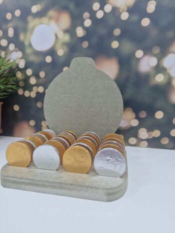 18mm mdf Personalised Bauble shape Coin Advent Calendar