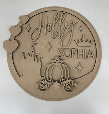 3mm mdf Multi-Names Princess Carriage Plaque