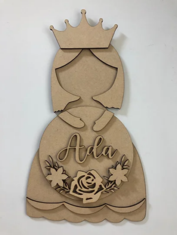 3mm mdf Princess Holding Name Plaque