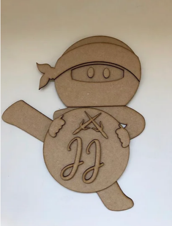 3mm mdf Ninja Holding Name Plaque