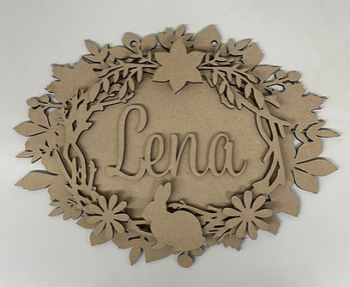 3mm mdf Oval Woodland Name Plaque