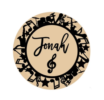 3mm mdf Music Wreath Name Plaque