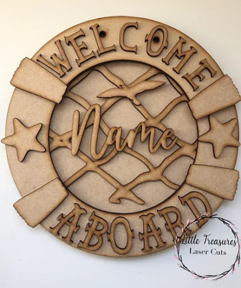 3mm mdf Nautical Life Buoy Name Plaque