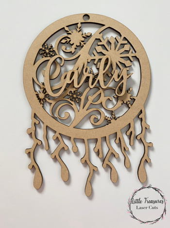 3mm mdf Snowflake Hanging Hoop