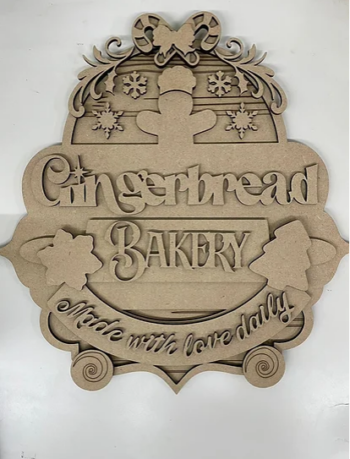 3mm mdf Gingerbread Bakery Plaque