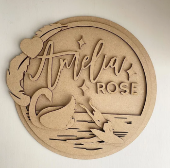 3mm mdf Multi-Names Swan and Ballerina Plaque