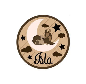 3mm mdf Parent & Baby Animals Moon Plaque