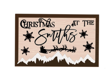 3mm mdf Christmas At The' Rectangular Mountains Plaque