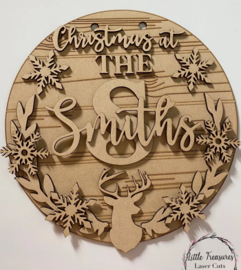 3mm mdf Christmas Initial Family Plaque