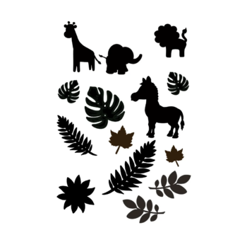 3mm mdf Jungle Animals and Leaves Embellishment pack