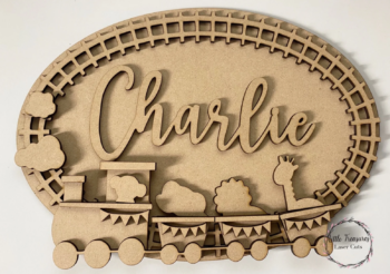 3mm mdf Animal Train Name Oval Plaque