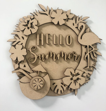 3mm mdf Hello Summer Circular Plaque