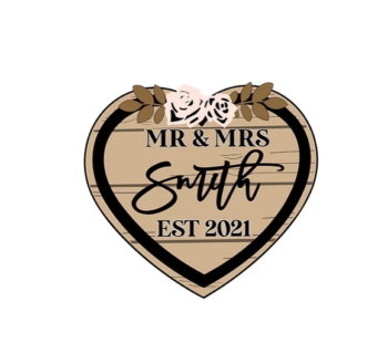 3mm mdf Mr & Mrs Heart Plaque