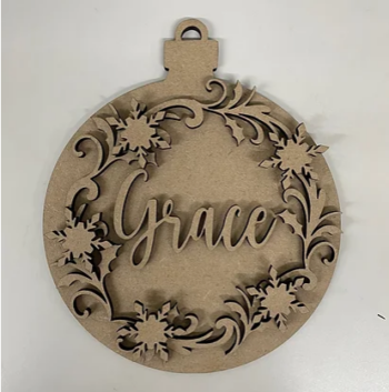 3mm mdf Personalised Snowflake Swirl Bauble