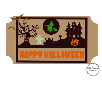 3mm mdf Rectangular Halloween Ticket Plaque