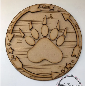 3mm mdf Bear Paw Print Plaque