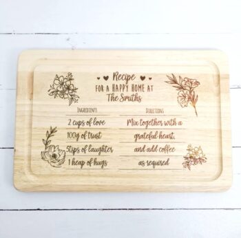 Engraved Rectangular Board - Recipe for a Happy Home