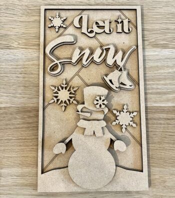 3mm mdf Let It Snow Rectangular Plaque