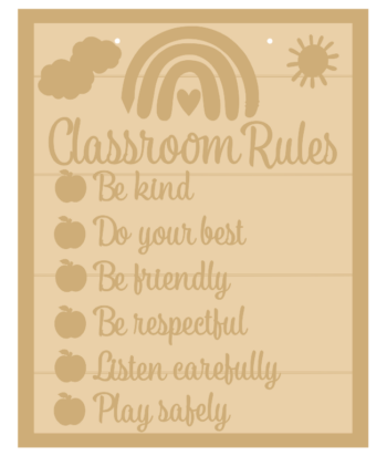 3mm mdf Classroom Rules Rectangular Plaque